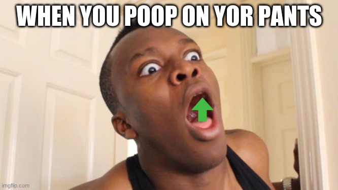 Surprised Ksi | WHEN YOU POOP ON YOR PANTS | image tagged in surprised ksi | made w/ Imgflip meme maker