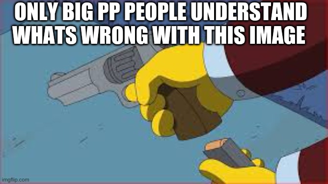 revolver | ONLY BIG PP PEOPLE UNDERSTAND WHATS WRONG WITH THIS IMAGE | image tagged in gun | made w/ Imgflip meme maker