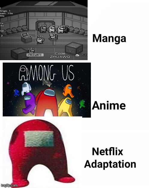 R E D | image tagged in netflix adaptation,among us,meme | made w/ Imgflip meme maker