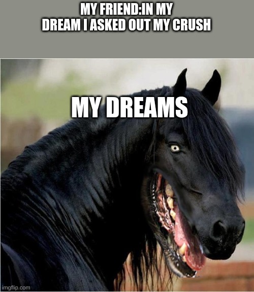 dorse | MY FRIEND:IN MY DREAM I ASKED OUT MY CRUSH; MY DREAMS | image tagged in imgflip | made w/ Imgflip meme maker