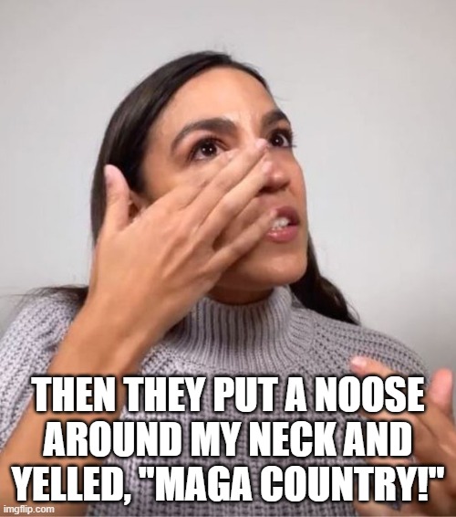 Just democrats being democrats. | THEN THEY PUT A NOOSE
AROUND MY NECK AND
YELLED, "MAGA COUNTRY!" | image tagged in aoc,jussie smollett,capitol riots | made w/ Imgflip meme maker