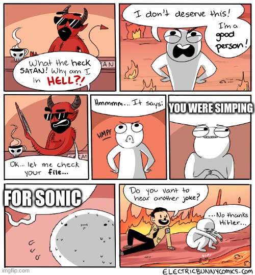 My brain hurts |  YOU WERE SIMPING; FOR SONIC | image tagged in what the heck satan | made w/ Imgflip meme maker