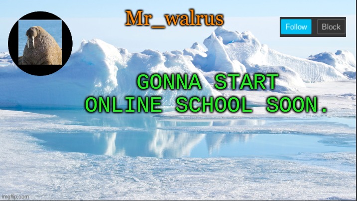Mr_walrus | GONNA START ONLINE SCHOOL SOON. | image tagged in mr_walrus | made w/ Imgflip meme maker