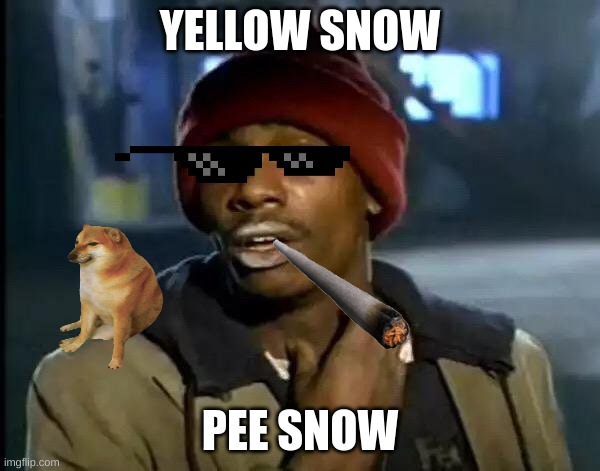 yummeh snow | YELLOW SNOW; PEE SNOW | image tagged in memes,y'all got any more of that | made w/ Imgflip meme maker