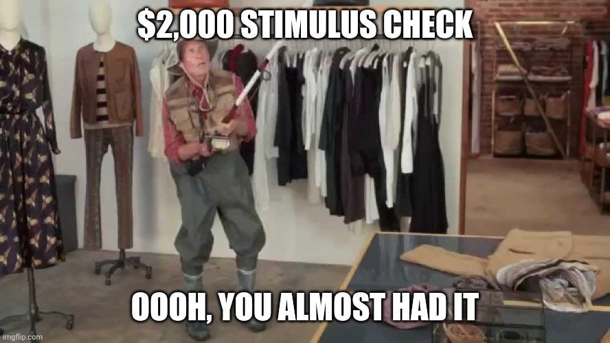 Stimulus check | $2,000 STIMULUS CHECK; OOOH, YOU ALMOST HAD IT | image tagged in gotta be quicker | made w/ Imgflip meme maker