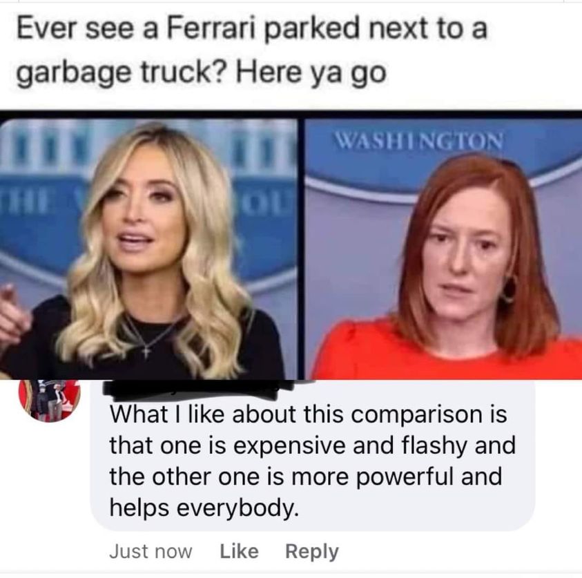 High Quality McEnany Psaki Ferrari garbage truck Blank Meme Template