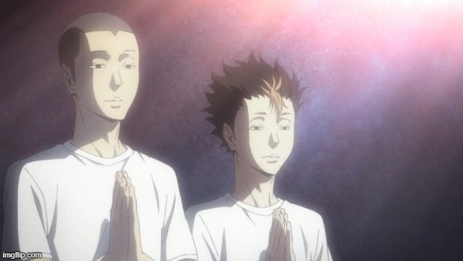 tanaka & noya praying | image tagged in tanaka noya praying | made w/ Imgflip meme maker