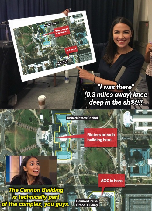 Liar, Liar, Pants on Fire | "I was there" (0.3 miles away) knee deep in the sh%t!!! The Cannon Building is technically part of the complex, you guys. | image tagged in ocasio-cortez cardboard,aoc,crazy aoc,liar liar,government corruption,libtards | made w/ Imgflip meme maker