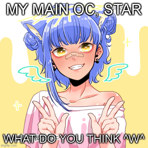 her hair is actualy darker but | MY MAIN OC, STAR; WHAT DO YOU THINK ^W^ | made w/ Imgflip meme maker