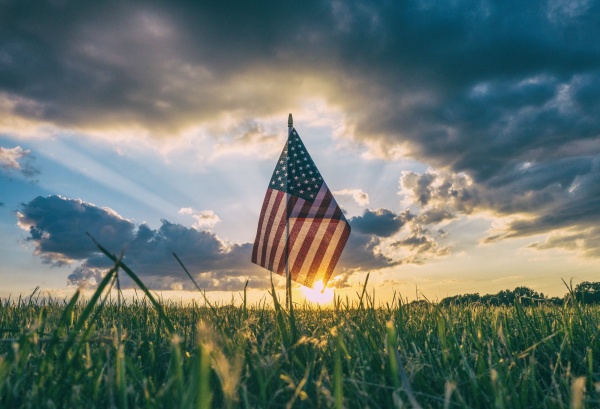 US Flag in field Blank Meme Template