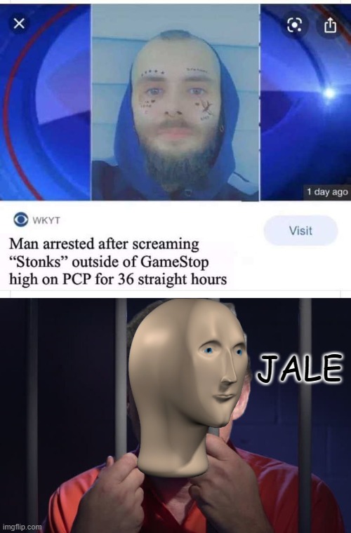 JALE | image tagged in jail,gamestop,stonks,meme man,meme man stronk | made w/ Imgflip meme maker