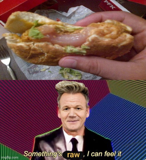 You had one job: Raw chicken sandwich | image tagged in something's raw i can feel it,chicken,sandwich,memes,you had one job,raw | made w/ Imgflip meme maker