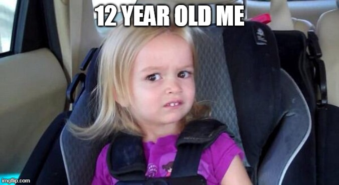 wtf girl | 12 YEAR OLD ME | image tagged in wtf girl | made w/ Imgflip meme maker