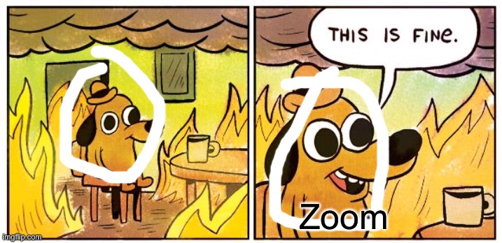 This Is Fine Meme | Zoom | image tagged in memes,this is fine | made w/ Imgflip meme maker