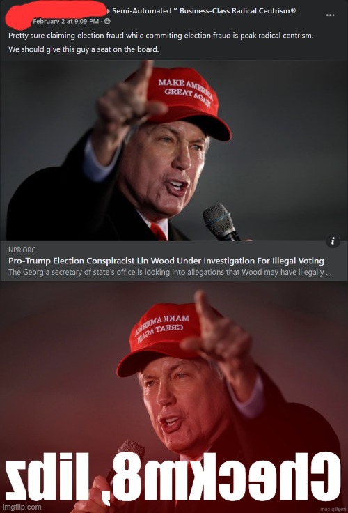 hahaha he just exposed the problem of voter fraud, checkm8 libz gg maga | image tagged in lin wood checkm8 libz,maga,voter fraud,conservative logic,conservative hypocrisy,rigged elections | made w/ Imgflip meme maker