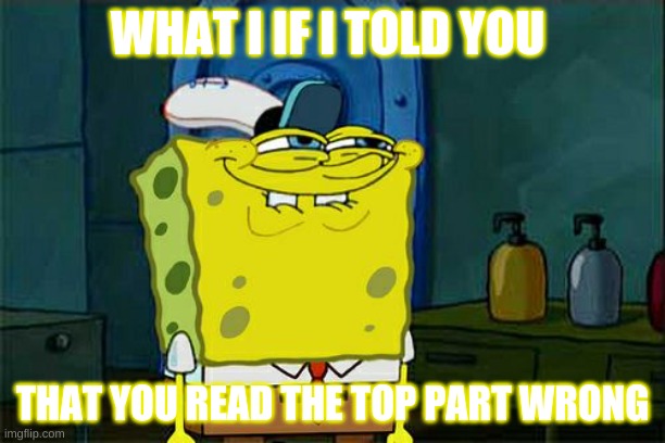 Don't You Squidward Meme | WHAT I IF I TOLD YOU; THAT YOU READ THE TOP PART WRONG | image tagged in memes,don't you squidward | made w/ Imgflip meme maker