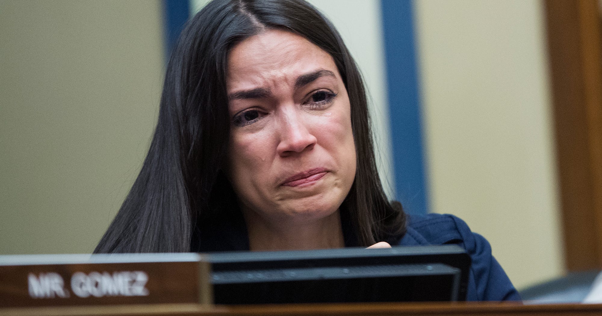 AOC CRYING Blank Meme Template