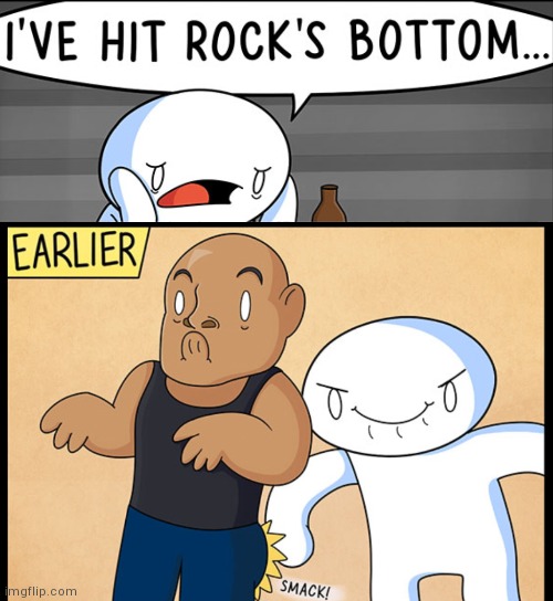 Rock's bottom | image tagged in theodd1sout | made w/ Imgflip meme maker