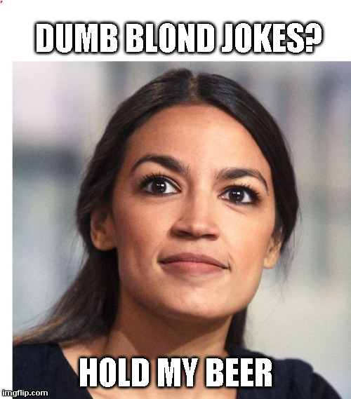 AOC | DUMB BLOND JOKES? HOLD MY BEER | image tagged in dumb as a rock | made w/ Imgflip meme maker