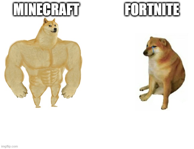 Buff Doge vs. Cheems Meme | MINECRAFT; FORTNITE | image tagged in memes,buff doge vs cheems | made w/ Imgflip meme maker