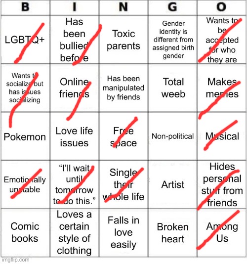 TheSuitedGayWeeb's Bingo | image tagged in jer-sama's bingo | made w/ Imgflip meme maker