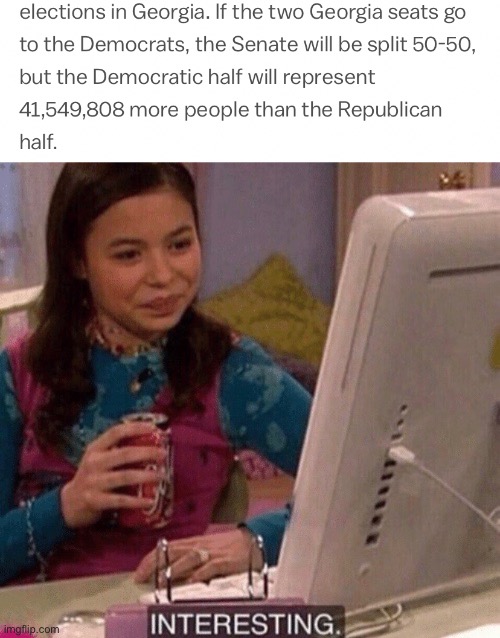 Senate malapportionment in a nutshell | image tagged in icarly interesting,government,republicans,democrats,politics,senate | made w/ Imgflip meme maker
