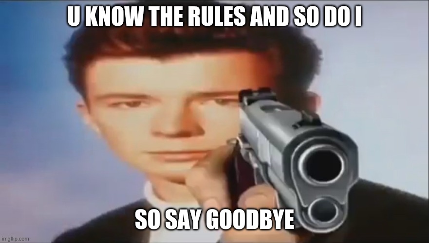 Say Goodbye | U KNOW THE RULES AND SO DO I SO SAY GOODBYE | image tagged in say goodbye | made w/ Imgflip meme maker