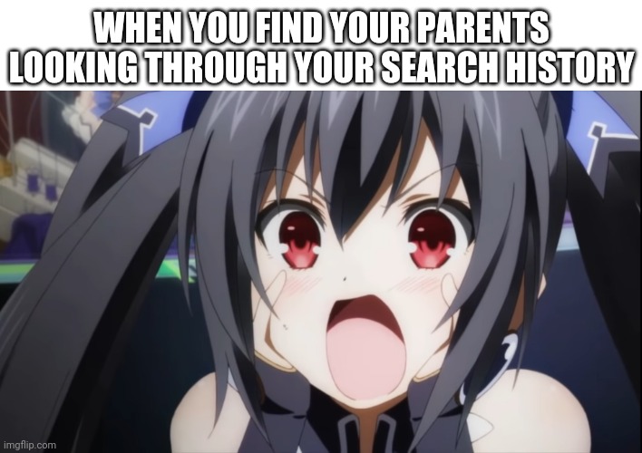 Search History Meme | WHEN YOU FIND YOUR PARENTS LOOKING THROUGH YOUR SEARCH HISTORY | image tagged in search history,hyperdimension neptunia,screaming | made w/ Imgflip meme maker