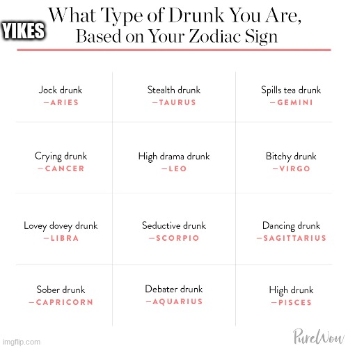 IM SOBER DRUNK | YIKES | image tagged in zodiac | made w/ Imgflip meme maker
