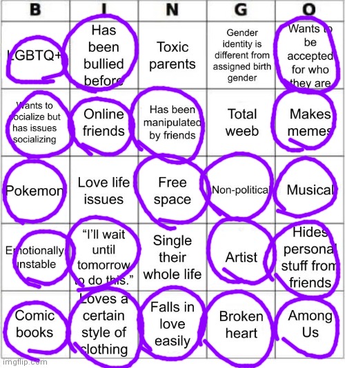 eyyyyyy I got bingo for once | image tagged in jer-sama's bingo | made w/ Imgflip meme maker