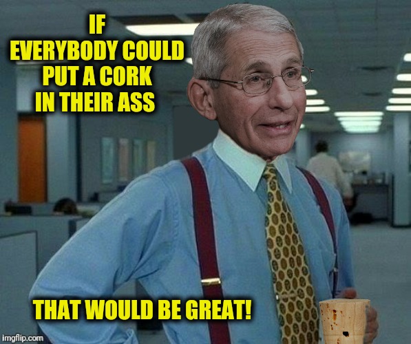 IF EVERYBODY COULD PUT A CORK IN THEIR ASS THAT WOULD BE GREAT! | made w/ Imgflip meme maker