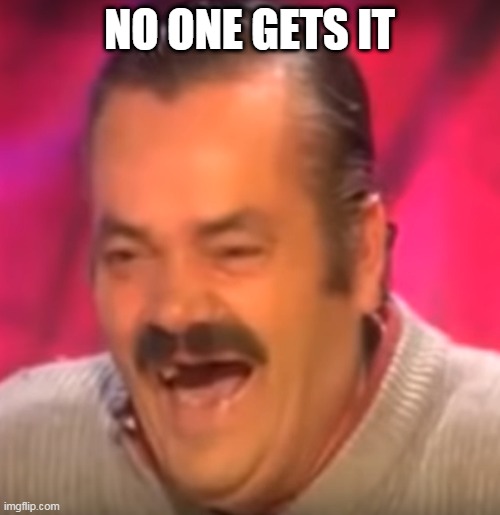 Old man laughing | NO ONE GETS IT | image tagged in old man laughing | made w/ Imgflip meme maker