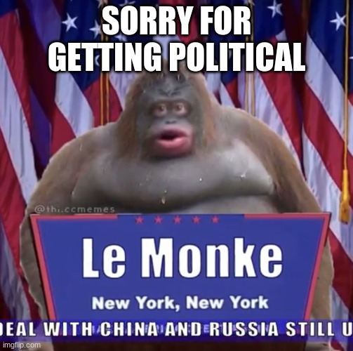 Le Monke President | SORRY FOR GETTING POLITICAL | image tagged in le monke president | made w/ Imgflip meme maker