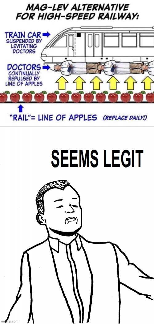 seems legit | image tagged in mag-lev alternative high-speed railway,seems legit | made w/ Imgflip meme maker