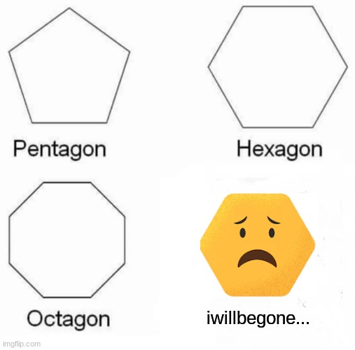 hey guys, this is the last day ill be on imgflip cuz the chromebooks have to go bck to school. but maby ill return! | iwillbegone... | image tagged in memes,pentagon hexagon octagon | made w/ Imgflip meme maker