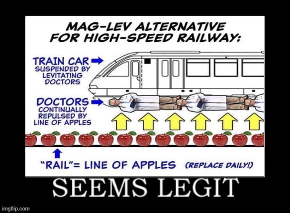 seems legit | image tagged in seems legit,train,i like trains,apple,doctor,demotivationals | made w/ Imgflip meme maker