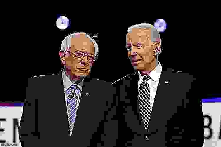 Bernie & Biden | image tagged in biden sanders sharpened jpeg min quality | made w/ Imgflip meme maker