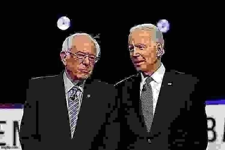 Bernie & Biden | image tagged in biden sanders sharpened jpeg min quality jpeg degrade,bernie sanders,bernie,joe biden,biden,democrats | made w/ Imgflip meme maker