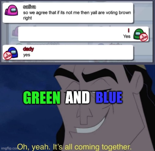 It's all coming together | AND; GREEN; BLUE | image tagged in it's all coming together | made w/ Imgflip meme maker
