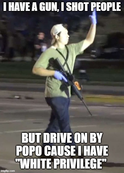 White Privilege defined | I HAVE A GUN, I SHOT PEOPLE; BUT DRIVE ON BY POPO CAUSE I HAVE "WHITE PRIVILEGE" | image tagged in memes,politics,blm,white privilege,maga,race | made w/ Imgflip meme maker