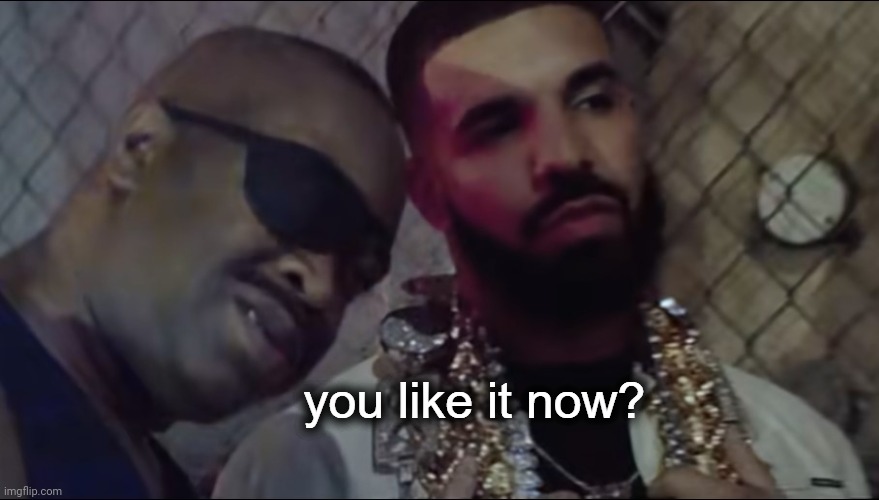 Drake you like it now | image tagged in drake you like it now | made w/ Imgflip meme maker