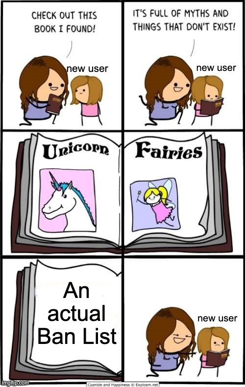 If you wear your clothes inside out are you naked? | new user; new user; An actual Ban List; new user | image tagged in book of myths and things that dont exist | made w/ Imgflip meme maker