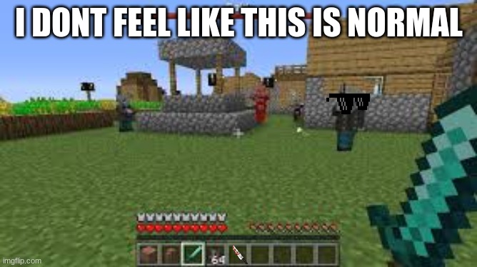 Minecraft Raid | I DONT FEEL LIKE THIS IS NORMAL | image tagged in minecraft raid | made w/ Imgflip meme maker