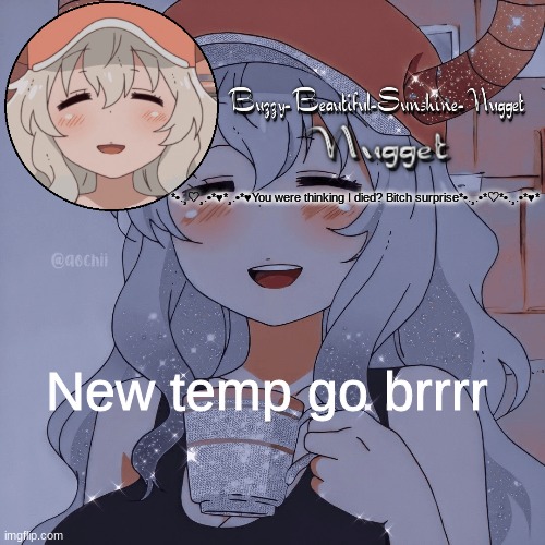 Lucoa temp | New temp go brrrr | image tagged in lucoa temp | made w/ Imgflip meme maker