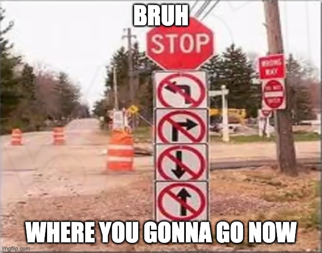 BRUH; WHERE YOU GONNA GO NOW | made w/ Imgflip meme maker