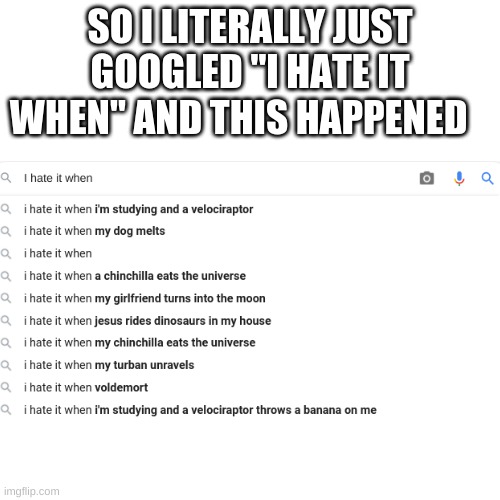 SO I LITERALLY JUST GOOGLED "I HATE IT WHEN" AND THIS HAPPENED | image tagged in i hate it when | made w/ Imgflip meme maker