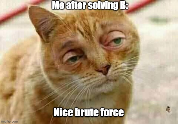Me after solving B:; Nice brute force | made w/ Imgflip meme maker