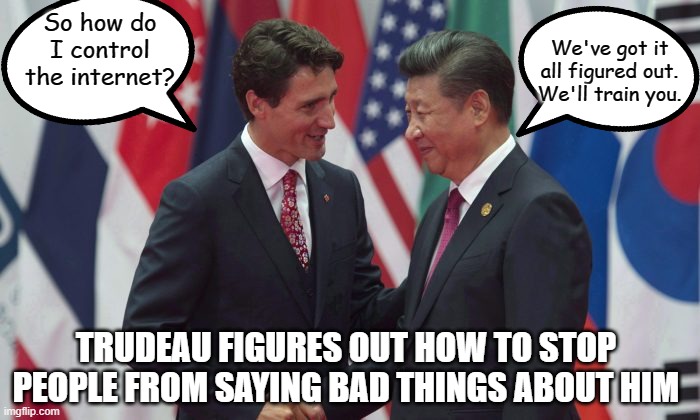Canada Regulates the Internet | So how do I control the internet? We've got it all figured out. We'll train you. TRUDEAU FIGURES OUT HOW TO STOP PEOPLE FROM SAYING BAD THINGS ABOUT HIM | image tagged in china,trudeau,communism,control | made w/ Imgflip meme maker