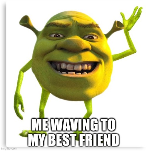 shreck | ME WAVING TO MY BEST FRIEND | image tagged in shreck | made w/ Imgflip meme maker
