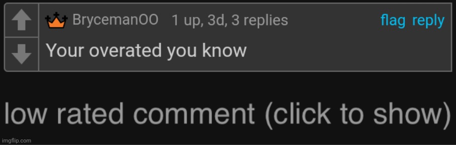 he finally betrayed us with his stupid comment on raydog memes | image tagged in low rated comment dark mode version | made w/ Imgflip meme maker